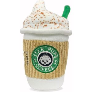 Star Pups Juguete de café para perro con leche de