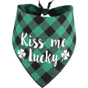 St. Patricks Day Dog BandanaGreen Plaid Pet St.Patty Day_1
