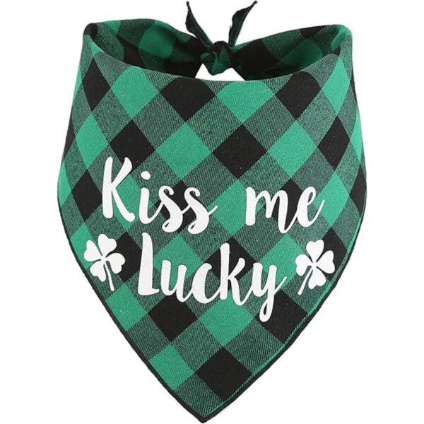 St. Patricks Day Dog BandanaGreen Plaid Pet St.Patty Day_1