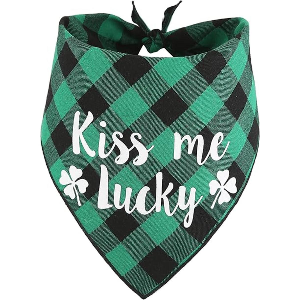 St. Patricks Day Dog BandanaGreen Plaid Pet St.Patty Day