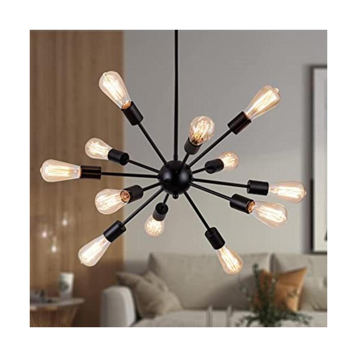 Sputnik Lámpara de araña de color negro moderna de 12