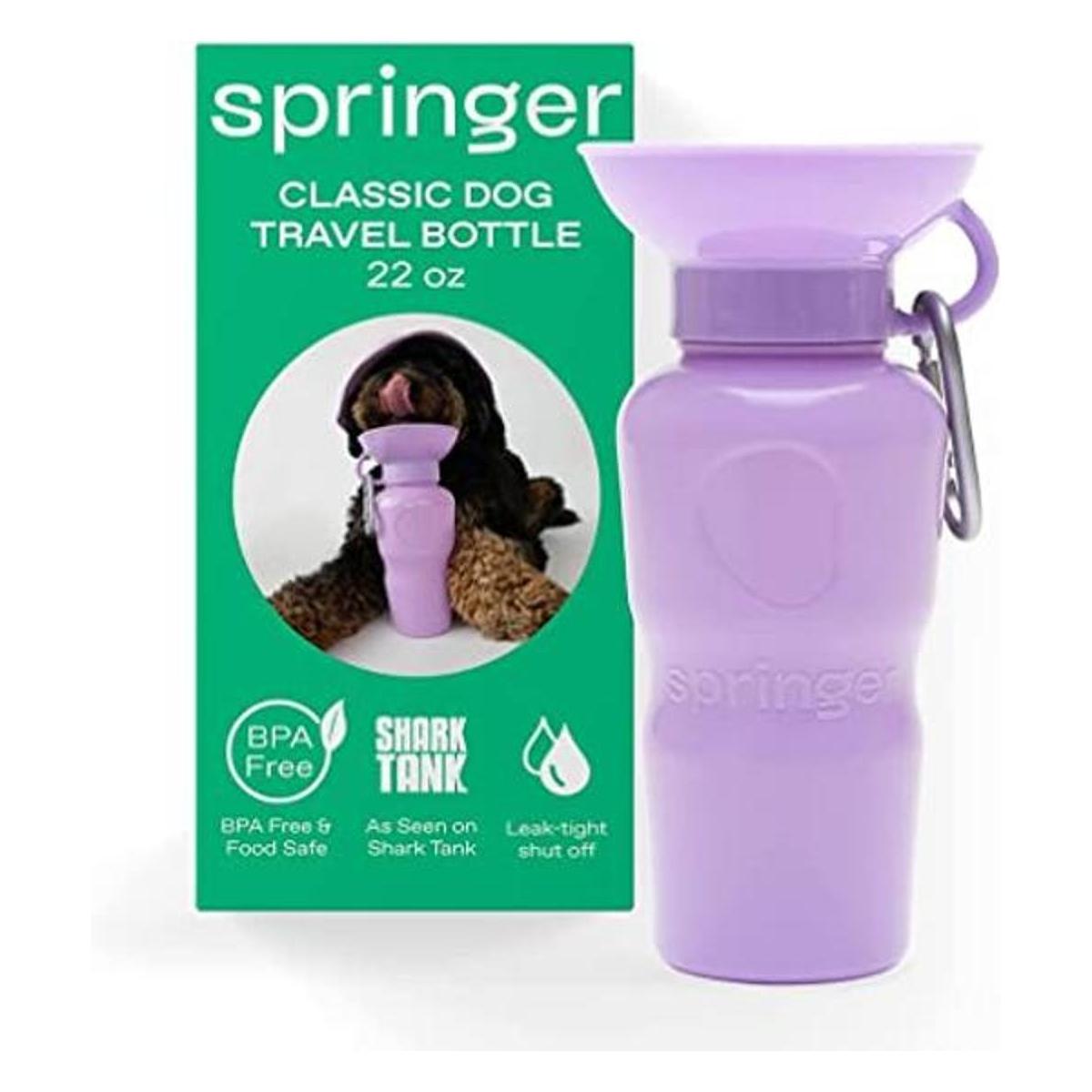 Springer Botella de agua de viaje para perros como se ve
