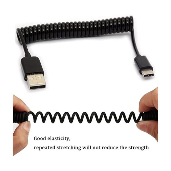 Spring USB Type C Cable 3.2FT Coiled USB Extension Black_5