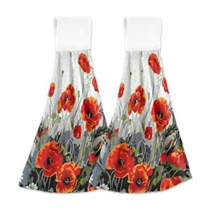 Spring Poppy Juego de 2 toallas de cocina colgantes con