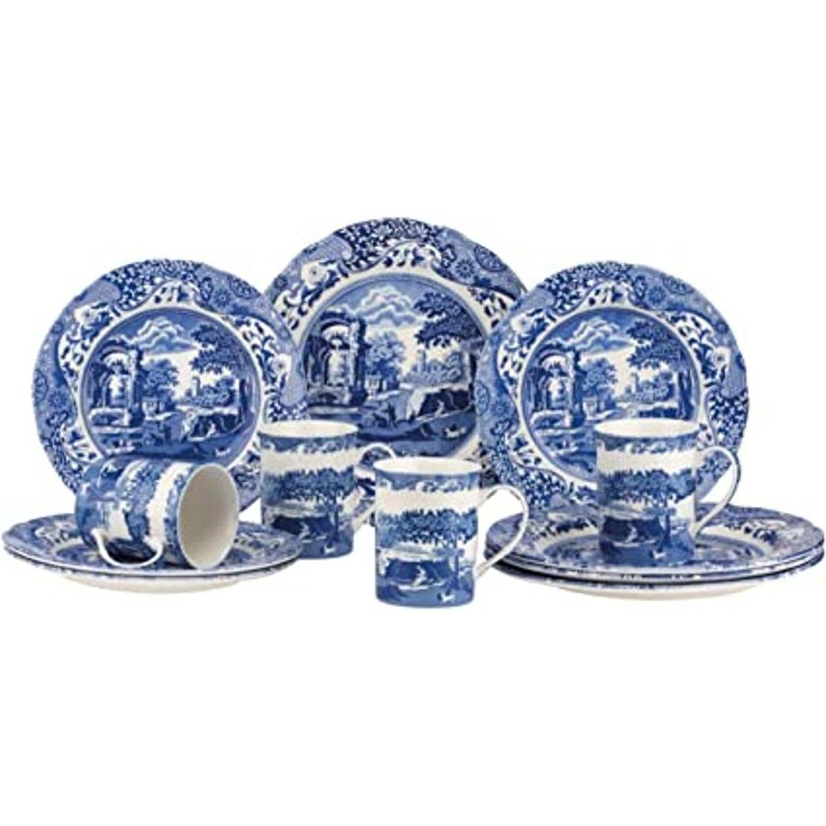 Spode juego de vajilla de 12 piezas italianas color azul