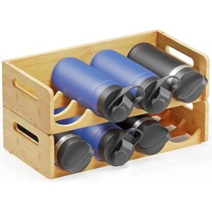 SpaceAid Organizador de botellas de agua de bambú con_1