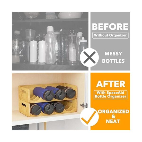 SpaceAid Organizador de botellas de agua de bambú con_2