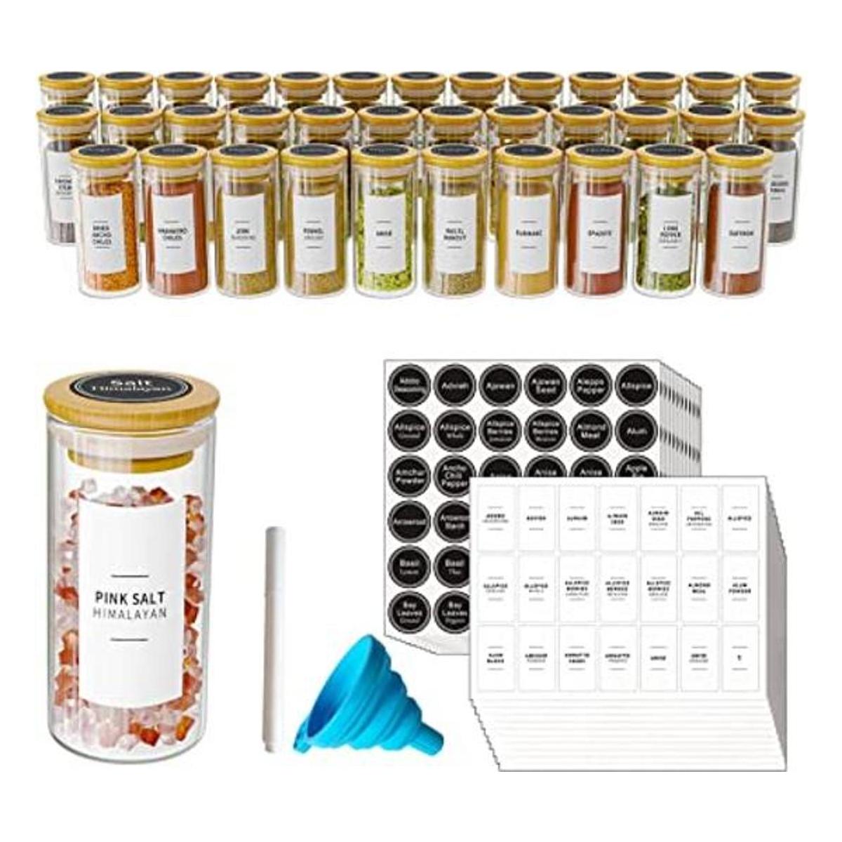 SpaceAid 36 tarros de especias con tapas y etiquetas de