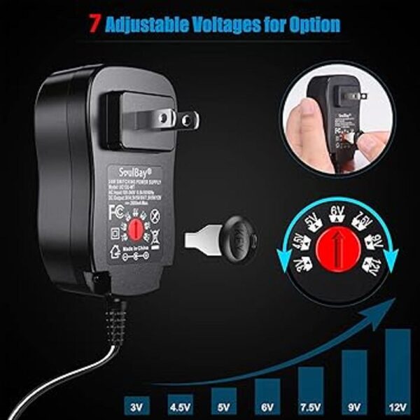 SoulBay 24W universal 3V 4.5V 5V 6V 7.5V 9V 12V AC DC_2