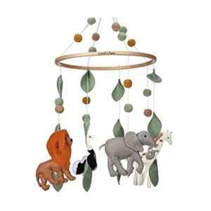 Sorrel Fern Cuna móvil para bebé safari elefante león_1