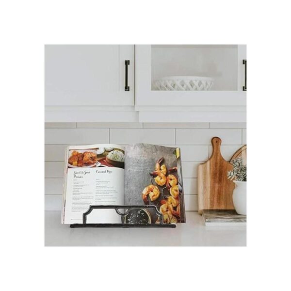 Soporte vintage para libros de cocina de hierro fundido