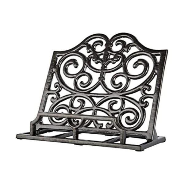 Soporte vintage para libros de cocina de hierro fundido