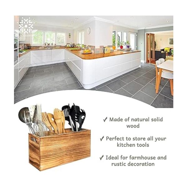 Soporte para utensilios en madera rústica para decoración