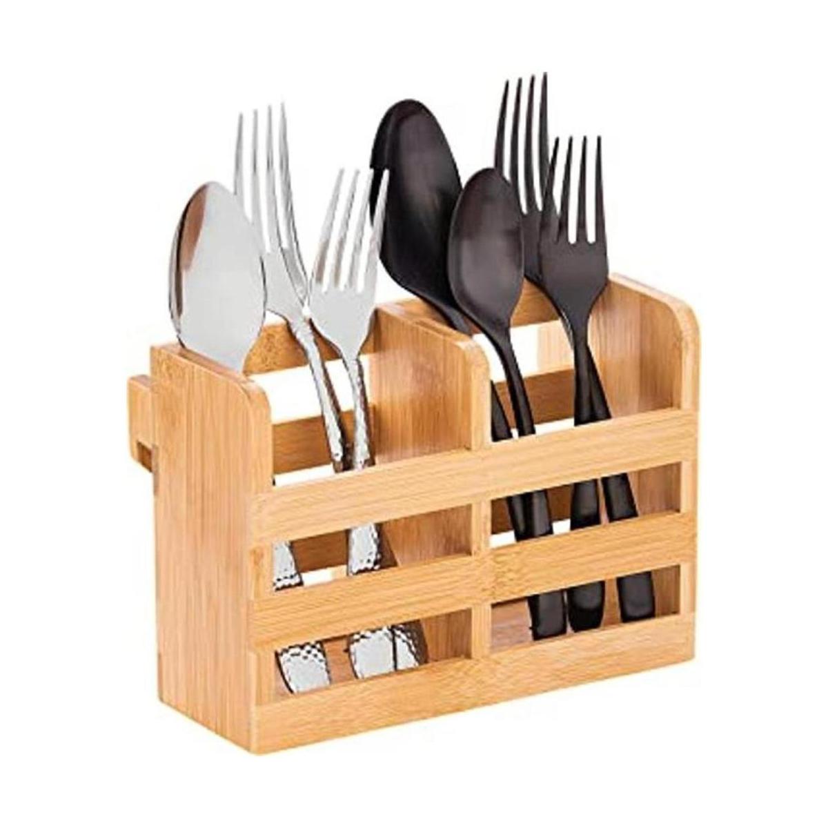 Soporte para utensilios de bambú para escurridor de
