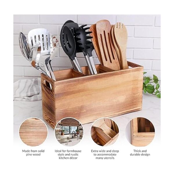Soporte para utensilios en madera rústica para decoración