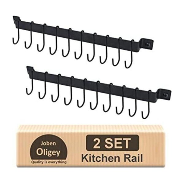 Soporte para utensilios riel de cocina con 10 ganchos