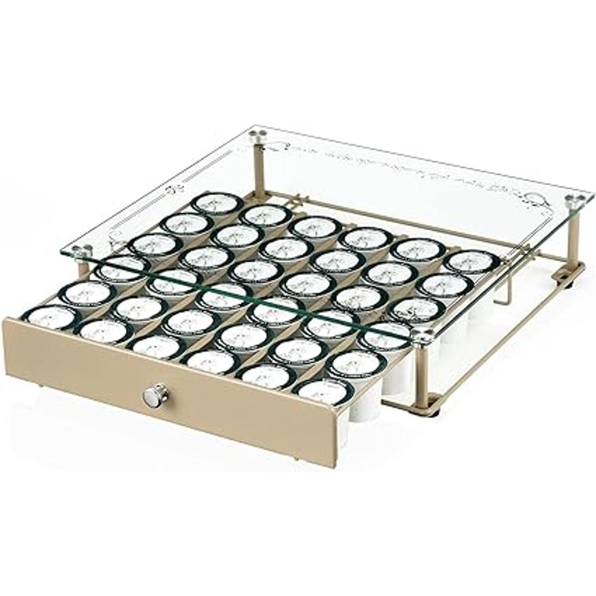 Soporte para cápsulas de café cajón superior de vidrio