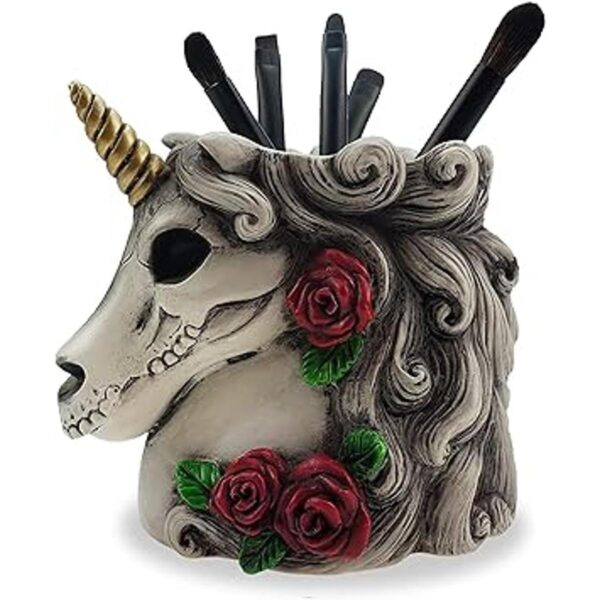 Soporte para brochas de maquillaje gótico con busto de_1