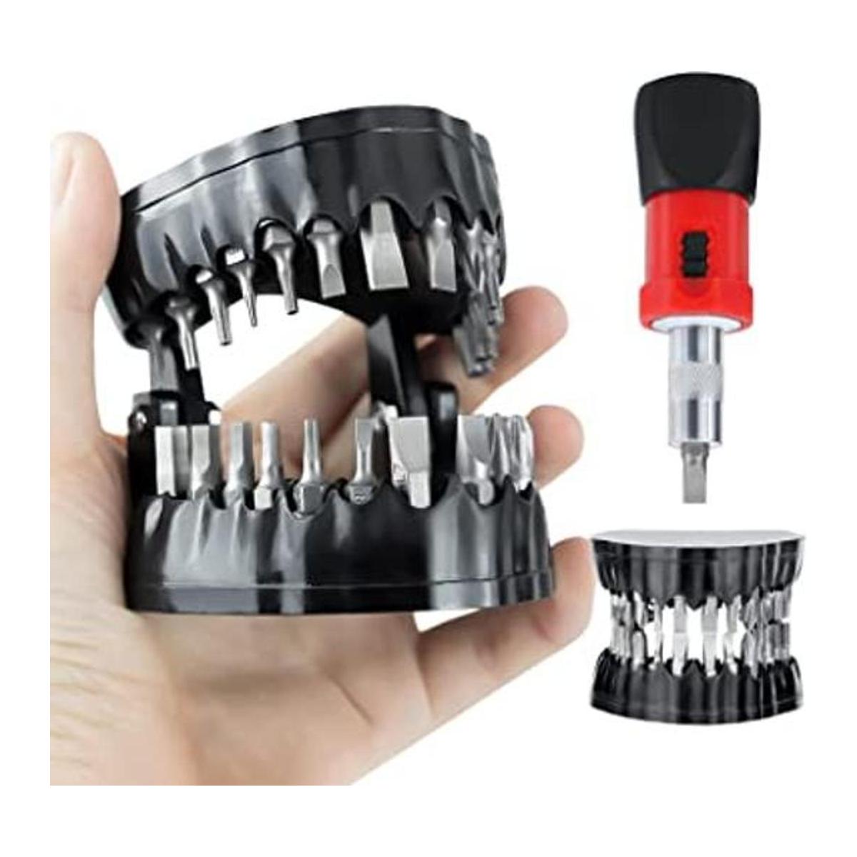 Soporte para broca de dentadura con 28 brocas magnéticas.