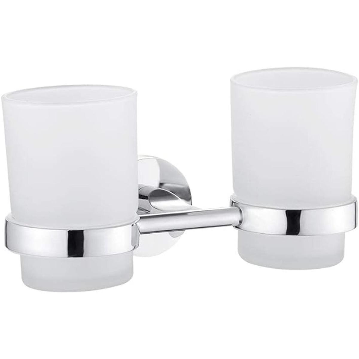 Soporte doble para cepillo de dientes montado en la pared