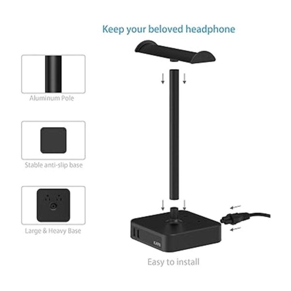 Soporte doble para auriculares con cargador USB KAFRI para_6