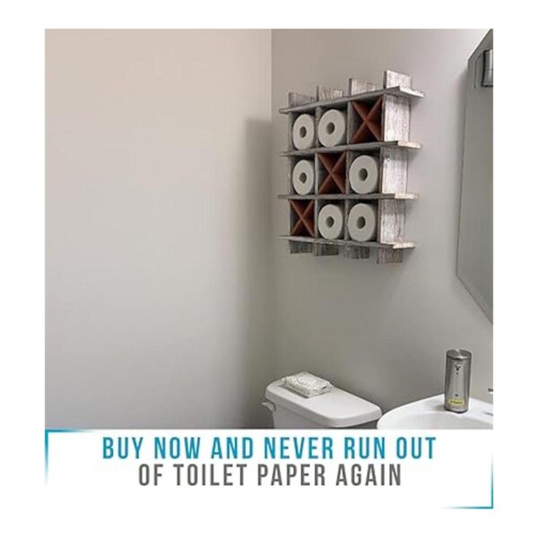 Soporte de papel higiénico rústico TicTacToe para baño_4