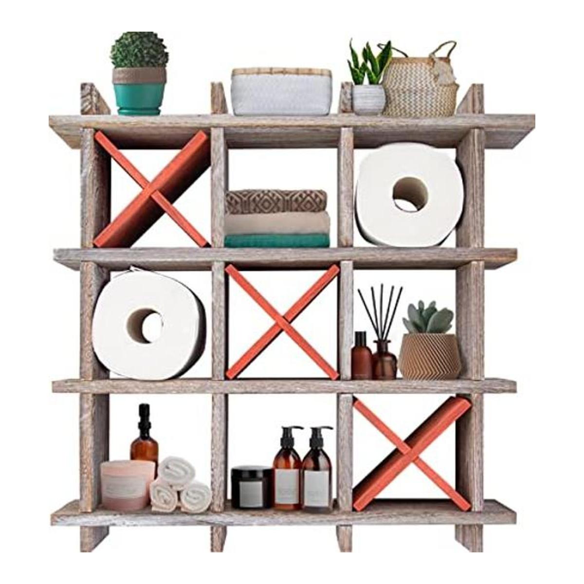 Soporte de papel higiénico rústico TicTacToe para baño