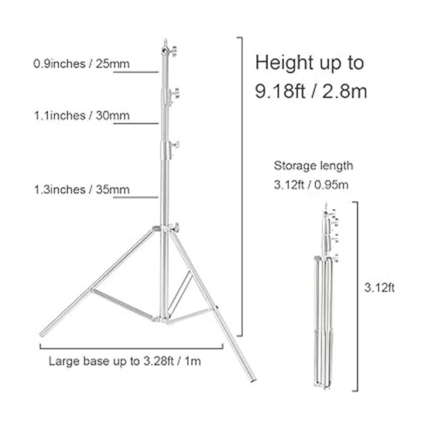 Soporte de luz resistente de 9.2 ft de acero inoxidable_2