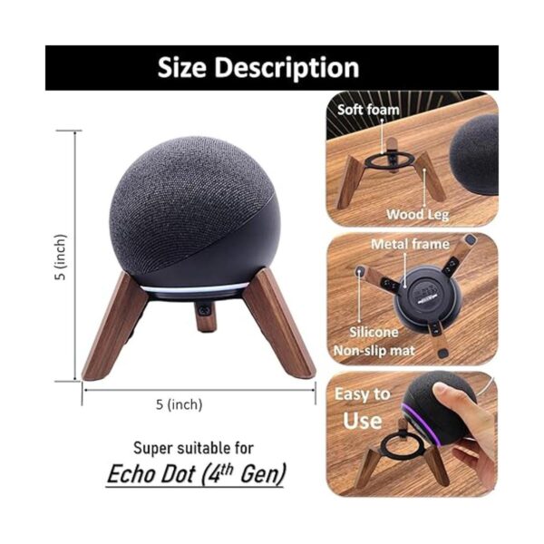 Soporte de madera real para Echo Dot 4 generación5_2