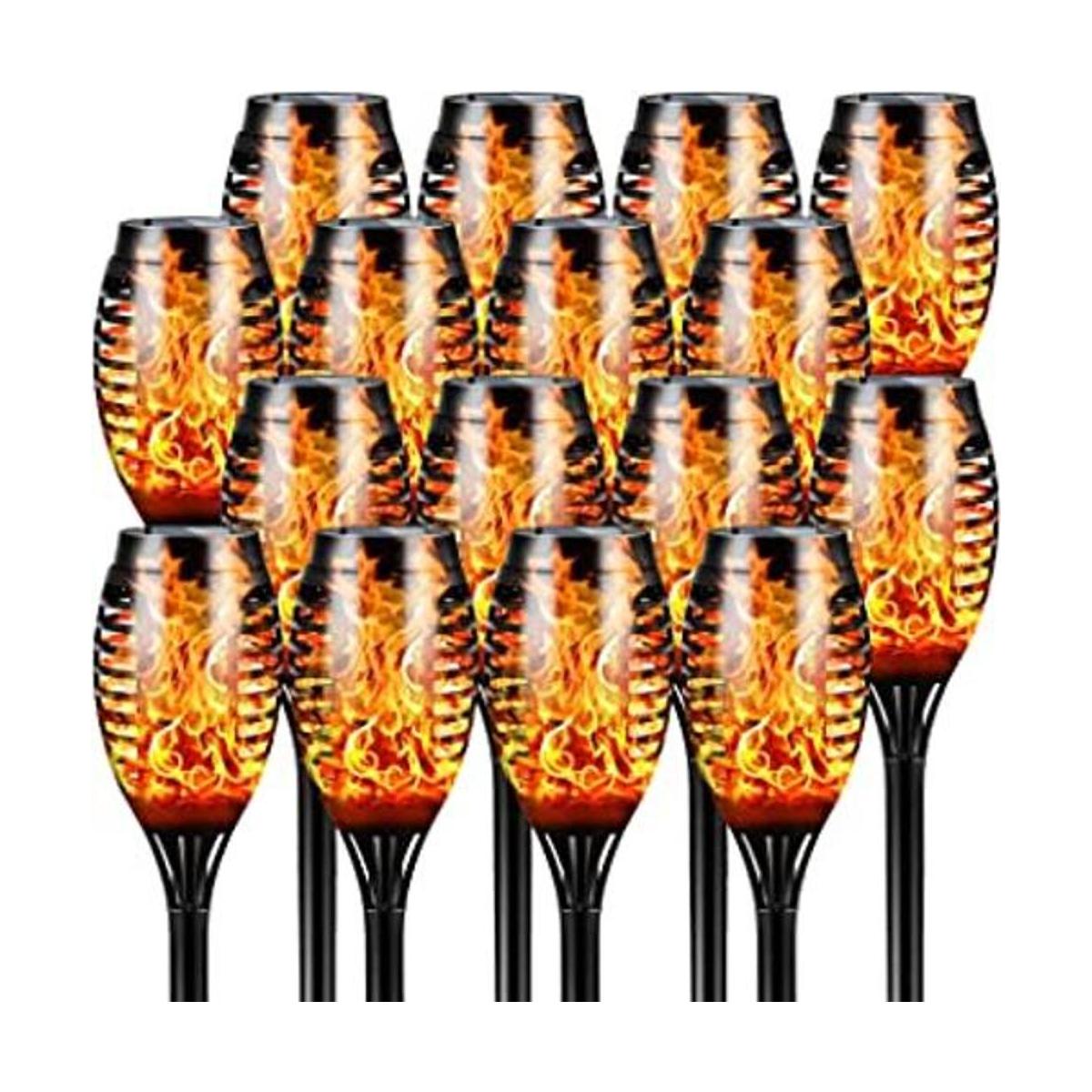 Solar Torch Lights with Flickering Flame 16 Packs 12LED