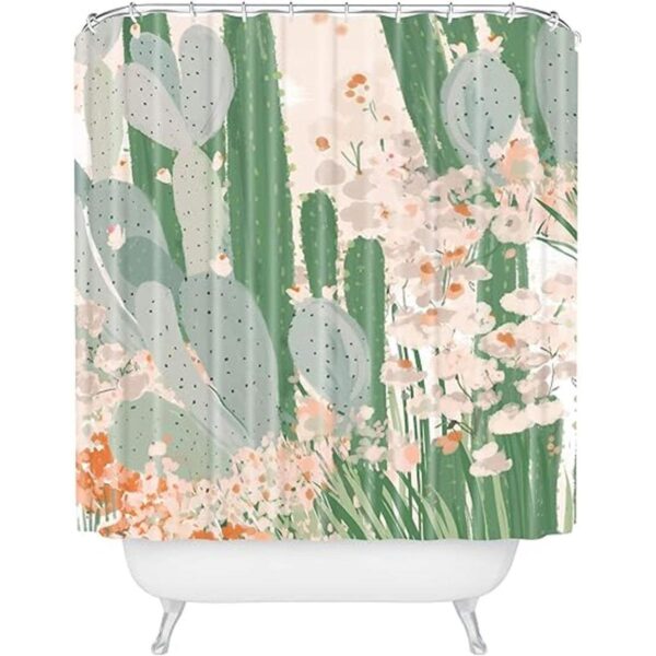 Society6 Alison Janssen Cactus Cortina de ducha para_1