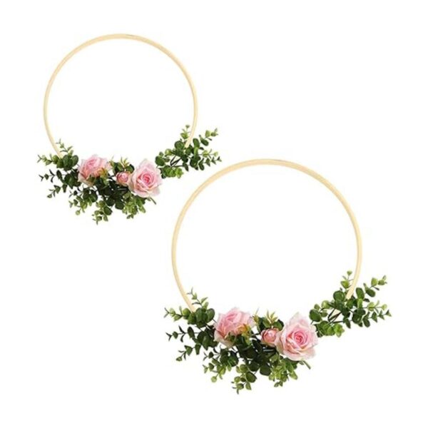 Sntieecr Paquete de 12 anillos de madera de bambú floral_4