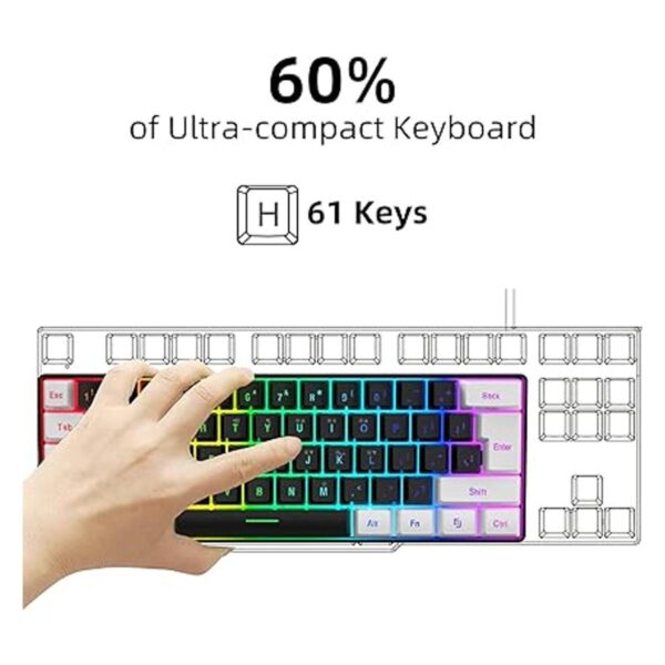 Snpurdiri Teclado 60 para juegos con cable con_2