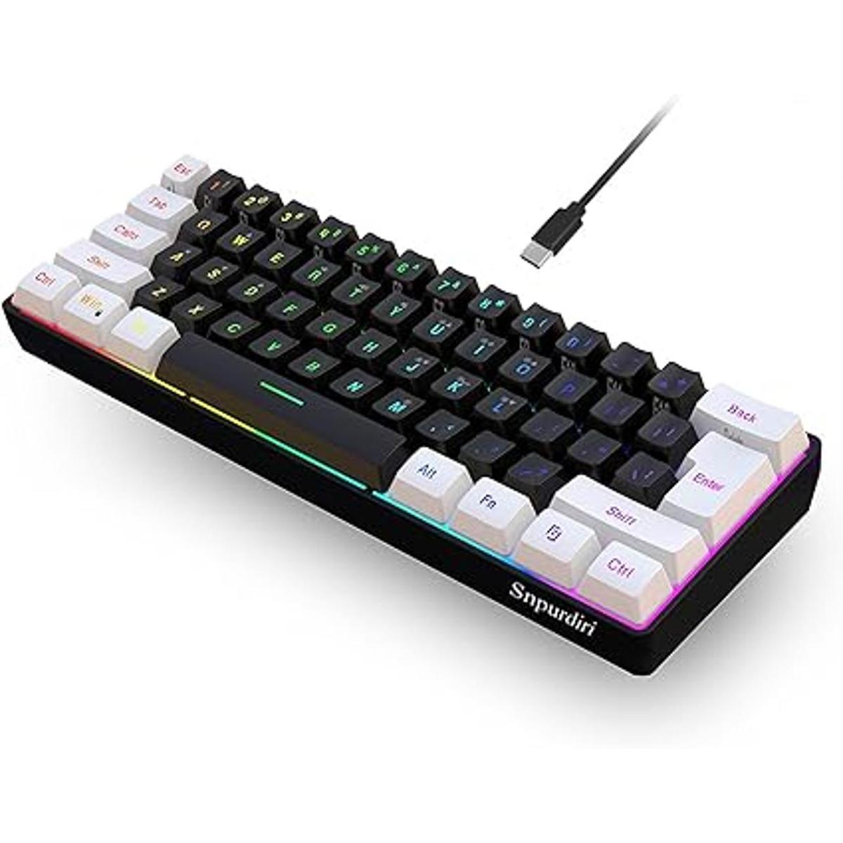 Snpurdiri Teclado 60 para juegos con cable con