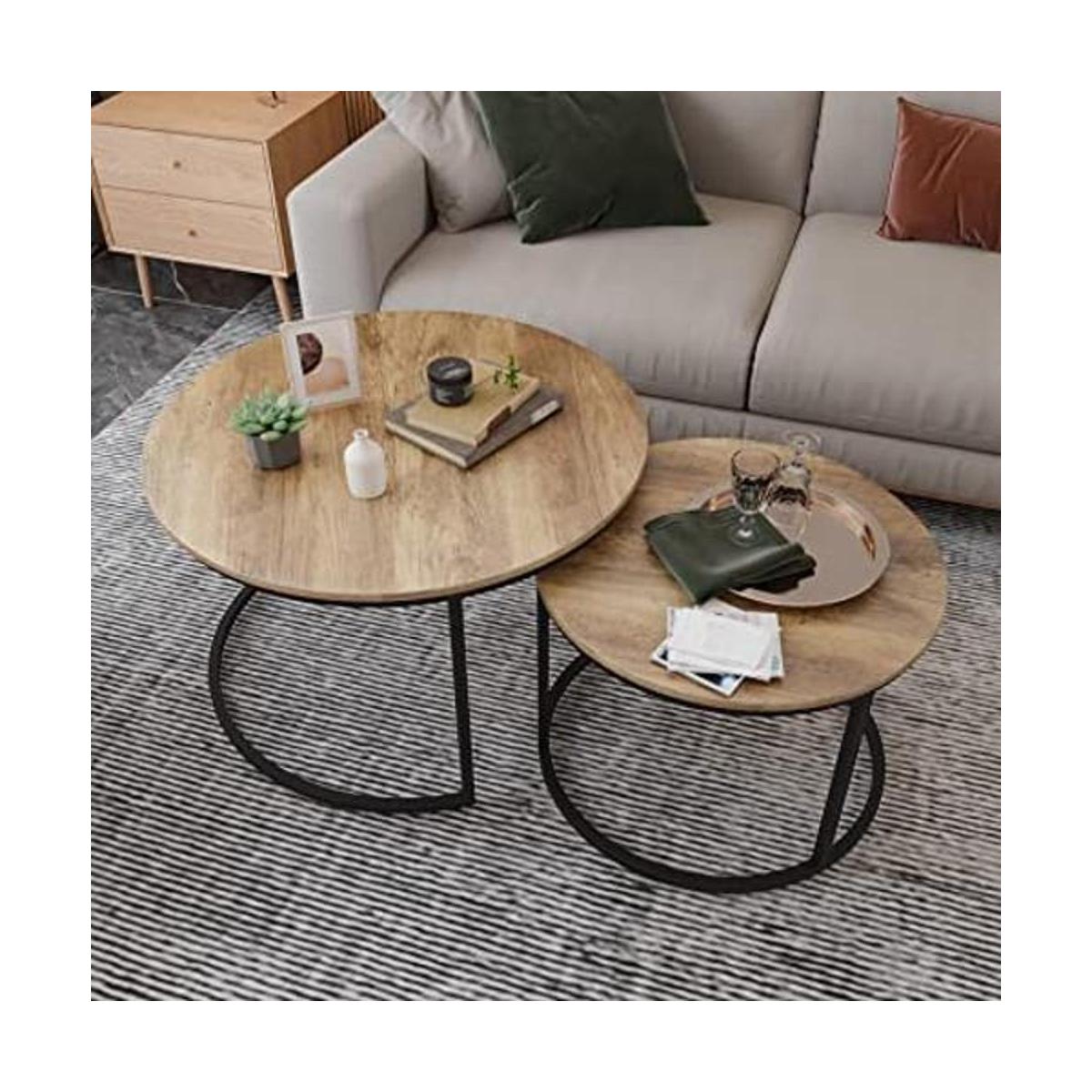 Smuxee Modern Nesting Coffee Table with Adjustable NonSlip