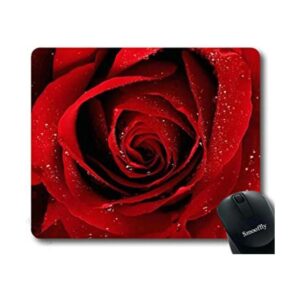 Smooffly Alfombrilla de mouse para juegos de flores rosa_1