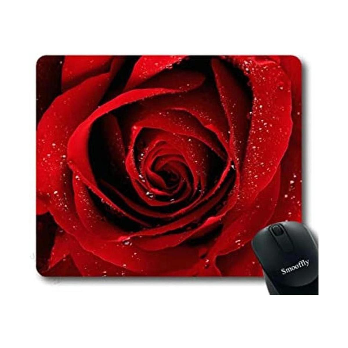 Smooffly Alfombrilla de mouse para juegos de flores rosa