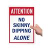 SmartSign Letrero de metal Attention No Skinny Dipping_2
