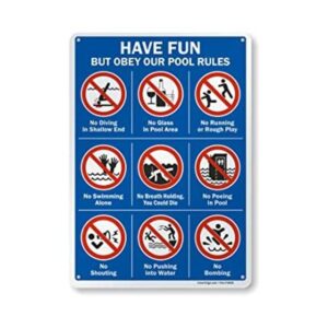 SmartSign Letrero de metal para piscina con símbolos Have_1