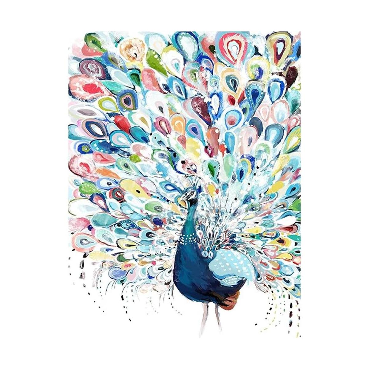 Slody Pintura por número para adultos pavo real kit de