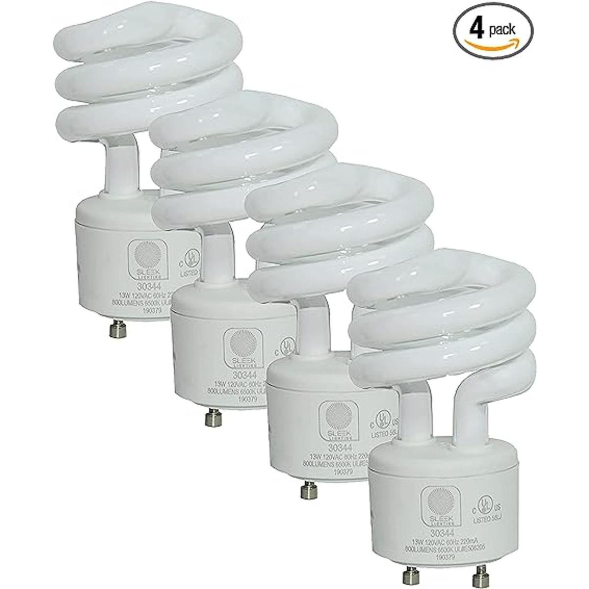 SleekLighting 4 bombillas CFL con base GU24 de 2 puntas