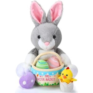 Skylety Conejo de Pascua de 13.7 pulgadas con cesta de_1