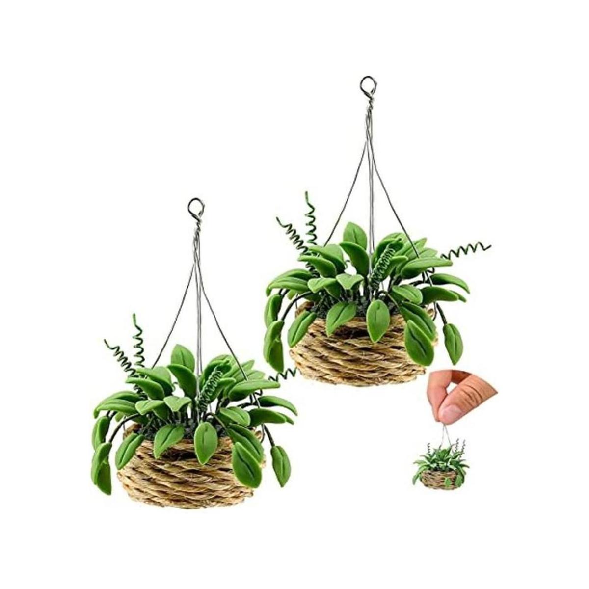 Skylety 2 piezas de plantas de casa de muñecas en