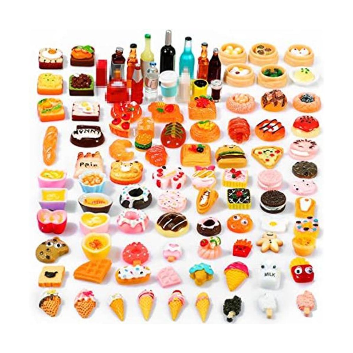 Skylety 100 piezas de alimentos en miniatura juguetes de