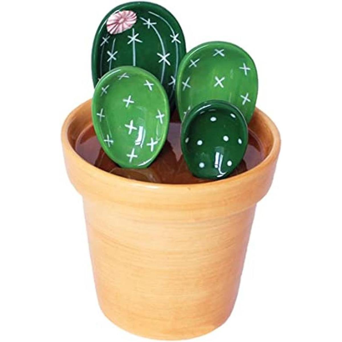 Sizikato 4 cucharas medidoras de porcelana con base
