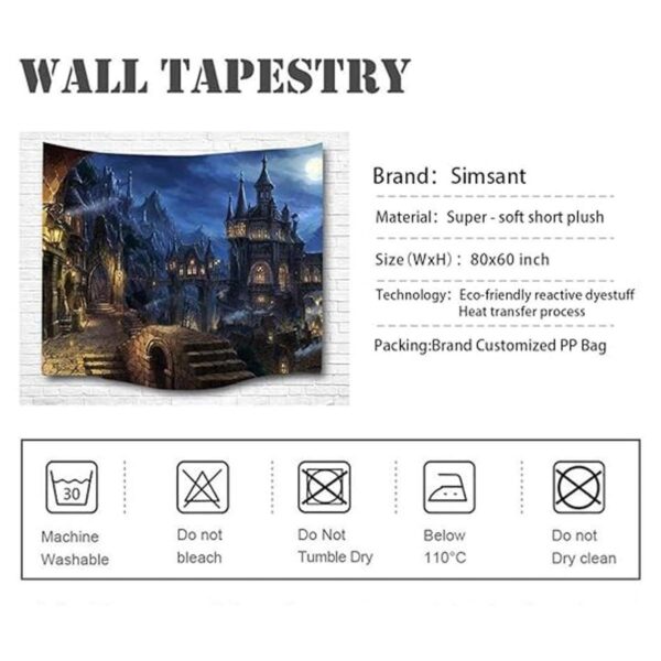 Simsant Old Castle Tapestry Werewolf Night Ancient City_2