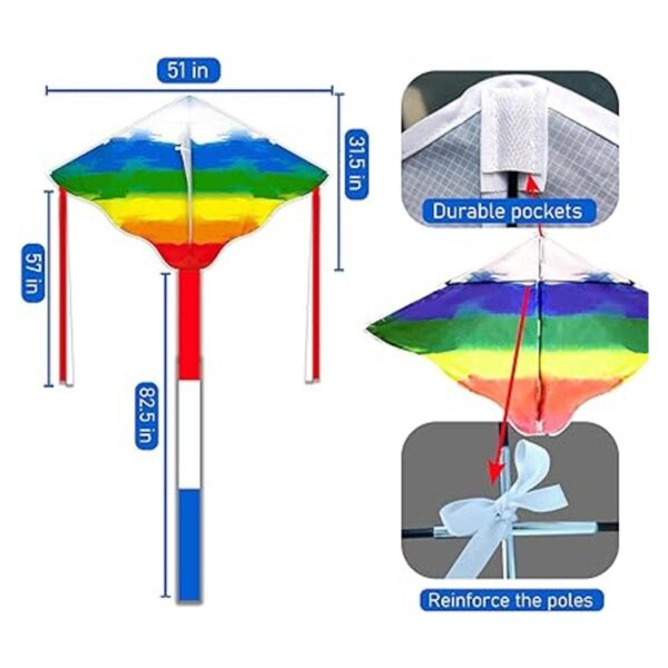 Simxkai Cometa para niños y adultos cometa arcoíris fácil_5