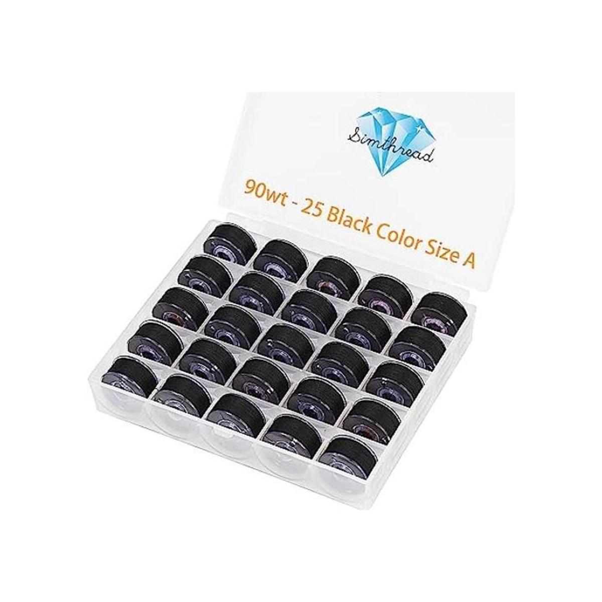 Simthread 25 hilos de bobina preenrollada negra de 90