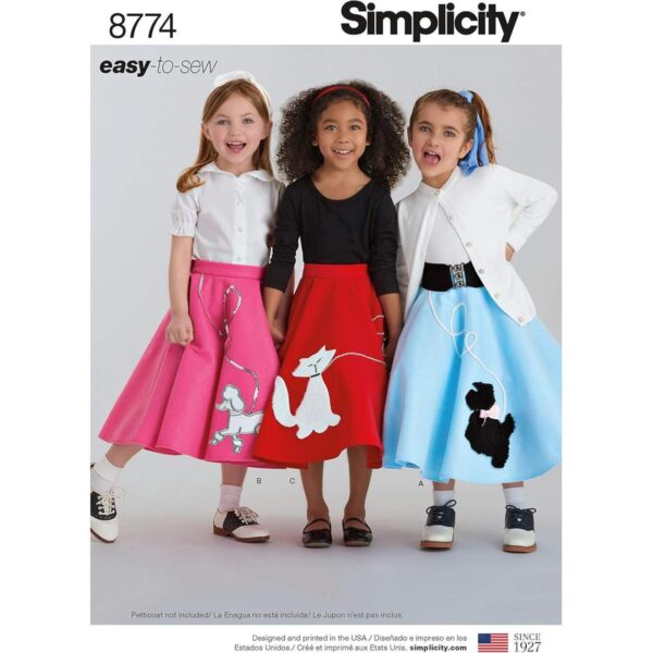 Simplicity 8774 Falda de caniche Rockabilly vintage de