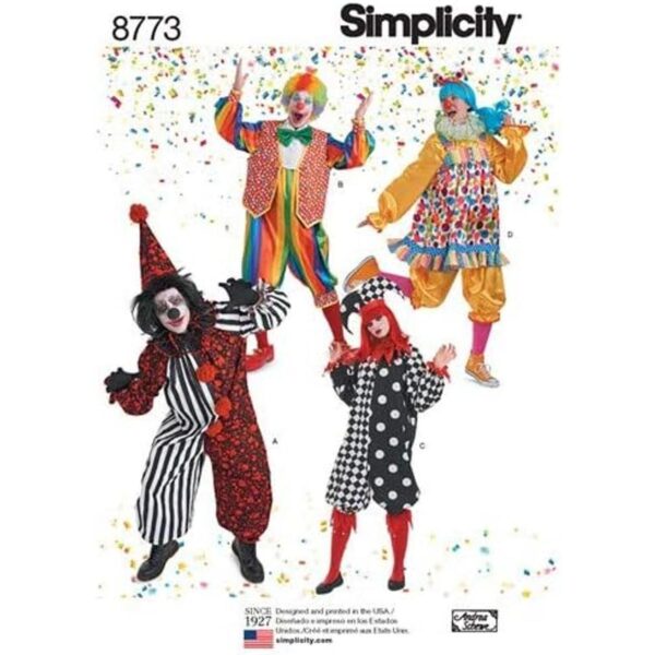 Simplicity 8773 Patrón de costura para disfraz de payaso_1